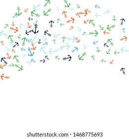 Pretty summer background with anchors. Anchor In Cartoon Free Style. Pattern Art Illustration Vector

