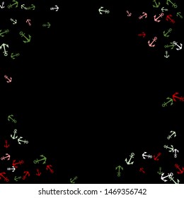 Pretty summer background with anchors. Anchor In Cartoon Free Style. Pattern Art Illustration Vector
