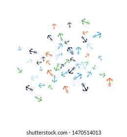 Pretty summer background with anchors. Anchor In Cartoon Free Style. Pattern Art Illustration Vector
