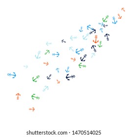 Pretty summer background with anchors. Anchor In Cartoon Free Style. Pattern Art Illustration Vector

