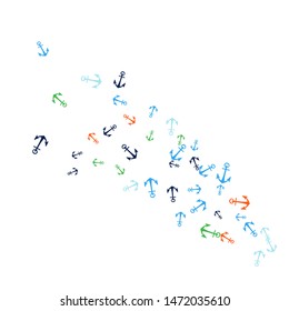 Pretty summer background with anchors. Anchor In Cartoon Free Style. Pattern Art Illustration Vector
