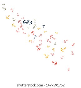 Pretty summer background with anchors. Anchor In Cartoon Free Style. Pattern Art Illustration Vector
