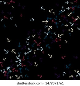 Pretty summer background with anchors. Anchor In Cartoon Free Style. Pattern Art Illustration Vector
