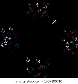 Pretty summer background with anchors. Anchor In Cartoon Free Style. Pattern Art Illustration Vector
