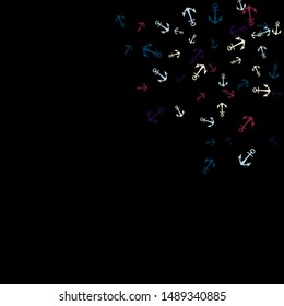 Pretty summer background with anchors. Anchor In Cartoon Free Style. Pattern Art Illustration Vector
