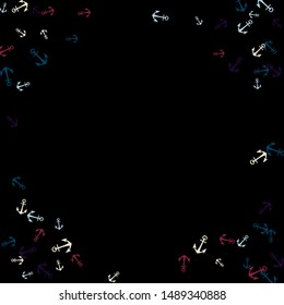 Pretty summer background with anchors. Anchor In Cartoon Free Style. Pattern Art Illustration Vector
