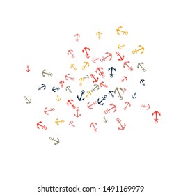 Pretty summer background with anchors. Anchor In Cartoon Free Style. Pattern Art Illustration Vector
