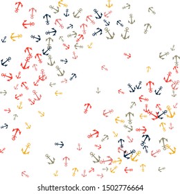 Pretty summer background with anchors. Anchor In Cartoon Free Style. Pattern Art Illustration Vector