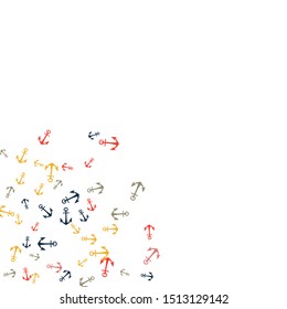 Pretty summer background with anchors. Anchor In Cartoon Free Style. Pattern Art Illustration Vector