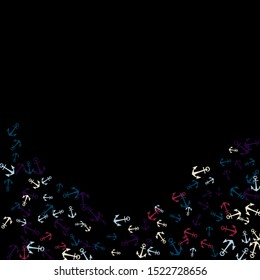 Pretty summer background with anchors. Anchor In Cartoon Free Style. Pattern Art Illustration Vector
