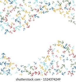 Pretty summer background with anchors. Anchor In Cartoon Free Style. Pattern Art Illustration Vector
