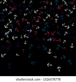 Pretty summer background with anchors. Anchor In Cartoon Free Style. Pattern Art Illustration Vector
