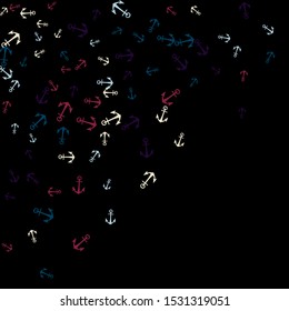 Pretty summer background with anchors. Anchor In Cartoon Free Style. Pattern Art Illustration Vector
