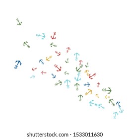 Pretty summer background with anchors. Anchor In Cartoon Free Style. Pattern Art Illustration Vector
