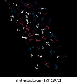 Pretty summer background with anchors. Anchor In Cartoon Free Style. Pattern Art Illustration Vector
