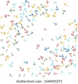 Pretty summer background with anchors. Anchor In Cartoon Free Style. Pattern Art Illustration Vector

