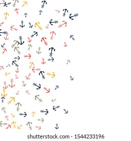 Pretty summer background with anchors. Anchor In Cartoon Free Style. Pattern Art Illustration Vector
