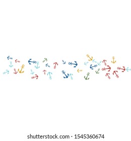 Pretty summer background with anchors. Anchor In Cartoon Free Style. Pattern Art Illustration Vector
