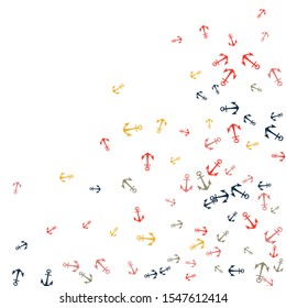 Pretty summer background with anchors. Anchor In Cartoon Free Style. Pattern Art Illustration Vector
