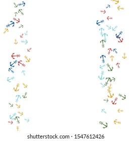 Pretty summer background with anchors. Anchor In Cartoon Free Style. Pattern Art Illustration Vector
