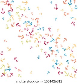 Pretty summer background with anchors. Anchor In Cartoon Free Style. Pattern Art Illustration Vector
