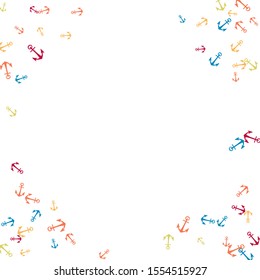 Pretty summer background with anchors. Anchor In Cartoon Free Style. Pattern Art Illustration Vector

