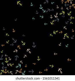 Pretty summer background with anchors. Anchor In Cartoon Free Style. Pattern Art Illustration Vector
