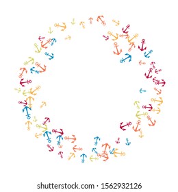 Pretty summer background with anchors. Anchor In Cartoon Free Style. Pattern Art Illustration Vector
