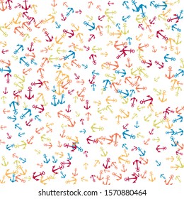 Pretty summer background with anchors. Anchor In Cartoon Free Style. Pattern Art Illustration Vector
