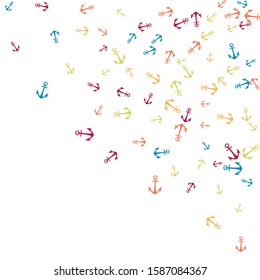 Pretty summer background with anchors. Anchor In Cartoon Free Style. Pattern Art Illustration Vector
