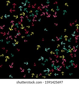 Pretty summer background with anchors. Anchor In Cartoon Free Style. Pattern Art Illustration Vector
