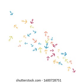 Pretty summer background with anchors. Anchor In Cartoon Free Style. Pattern Art Illustration Vector
