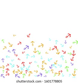 Pretty summer background with anchors. Anchor In Cartoon Free Style. Pattern Art Illustration Vector