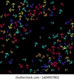 Pretty summer background with anchors. Anchor In Cartoon Free Style. Pattern Art Illustration Vector