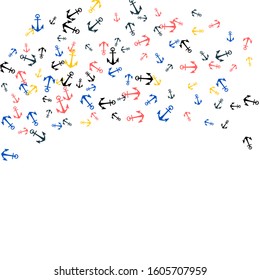 Pretty summer background with anchors. Anchor In Cartoon Free Style. Pattern Art Illustration Vector