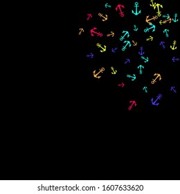 Pretty summer background with anchors. Anchor In Cartoon Free Style. Pattern Art Illustration Vector