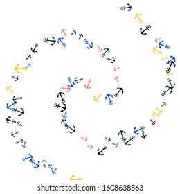 Pretty summer background with anchors. Anchor In Cartoon Free Style. Pattern Art Illustration Vector