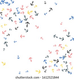 Pretty summer background with anchors. Anchor In Cartoon Free Style. Pattern Art Illustration Vector
