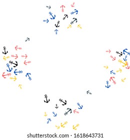 Pretty summer background with anchors. Anchor In Cartoon Free Style. Pattern Art Illustration Vector