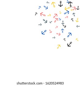 Pretty summer background with anchors. Anchor In Cartoon Free Style. Pattern Art Illustration Vector