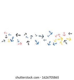 Pretty summer background with anchors. Anchor In Cartoon Free Style. Pattern Art Illustration Vector