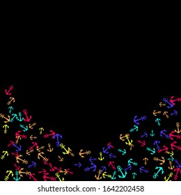 Pretty summer background with anchors. Anchor In Cartoon Free Style. Pattern Art Illustration Vector