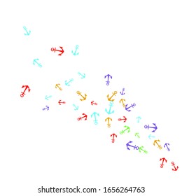 Pretty summer background with anchors. Anchor In Cartoon Free Style. Pattern Art Illustration Vector