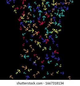Pretty summer background with anchors. Anchor In Cartoon Free Style. Pattern Art Illustration Vector
