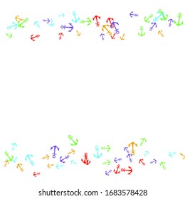 Pretty summer background with anchors. Anchor In Cartoon Free Style. Pattern Art Illustration Vector
