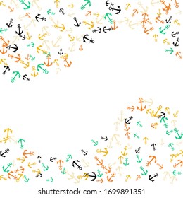 Pretty summer background with anchors. Anchor In Cartoon Free Style. Pattern Art Illustration Vector
