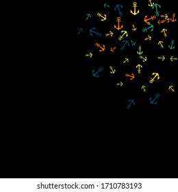 Pretty summer background with anchors. Anchor In Cartoon Free Style. Pattern Art Illustration Vector
