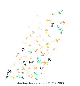 Pretty summer background with anchors. Anchor In Cartoon Free Style. Pattern Art Illustration Vector
