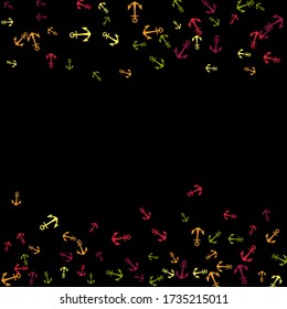 Pretty summer background with anchors. Anchor In Cartoon Free Style. Pattern Art Illustration Vector
