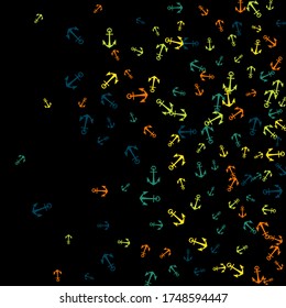 Pretty summer background with anchors. Anchor In Cartoon Free Style. Pattern Art Illustration Vector
